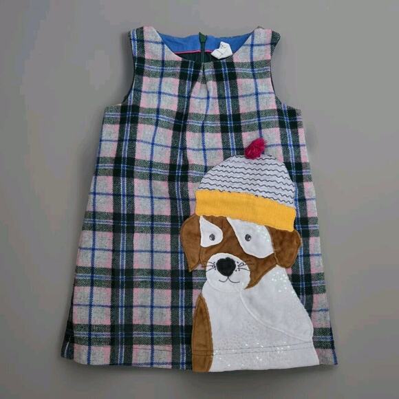 Mini Boden Casual Sleeveless Dress Plaid PinnieDog For Girls 3-4 Years Old - Picture 1 of 6